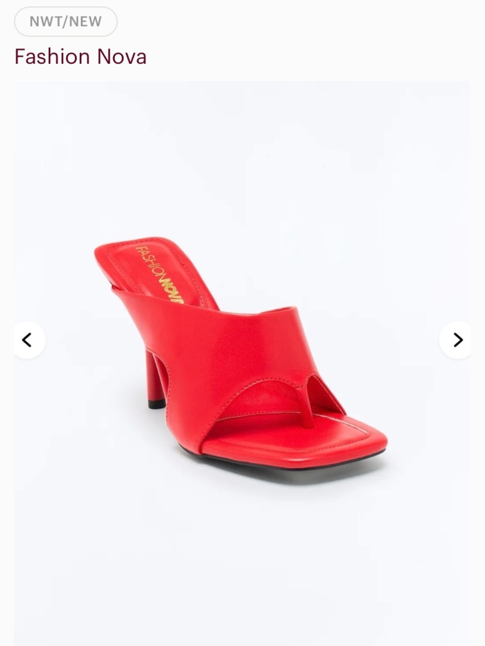 ISO!! Fashion Nova Red Square-Toe Slip-On Mule Heel Size 10 / 11